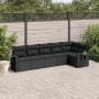 Set Divano da Giardino 6 pz con Cuscini Nero in Polyrattan