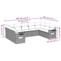 Set Divano da Giardino 9 pz con Cuscini Grigio in Polyrattan