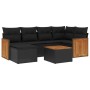 Set Divani da Giardino con Cuscini 7pz Nero Polyrattan