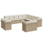 Set Divano da Giardino 13 pz con Cuscini Beige in Polyrattan