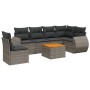 Set Divani da Giardino 7 pz con Cuscini Grigio in Polyrattan