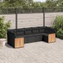 Set Divani da Giardino con Cuscini 7pz Nero Polyrattan