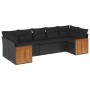 Set Divani da Giardino con Cuscini 7pz Nero Polyrattan