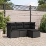 Set Divani da Giardino 4 pz con Cuscini Nero in Polyrattan