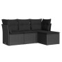 Set Divani da Giardino 4 pz con Cuscini Nero in Polyrattan