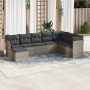 Set Divano da Giardino 8 pz con Cuscini Grigio in Polyrattan