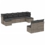 Set Divano da Giardino 9 pz con Cuscini Grigio in Polyrattan