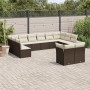 Set Divani da Giardino 12 pz con Cuscini Marrone in Polyrattan