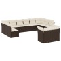 Set Divani da Giardino 12 pz con Cuscini Marrone in Polyrattan