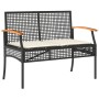 Set da Pranzo da Giardino 3 pz con Cuscini Nero in Polyrattan