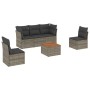 Set Divano da Giardino 6 pz con Cuscini Grigio in Polyrattan