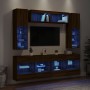 Set Mobili TV a Muro 6 pz con Luci LED Rovere Marrone