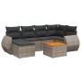 Set Divani da Giardino 7 pz con Cuscini Grigio in Polyrattan