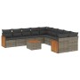 Set Divani da Giardino 11 pz con Cuscini in Polyrattan Grigio