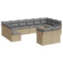 Set Divani da Giardino 12 pz con Cuscini Beige in Polyrattan