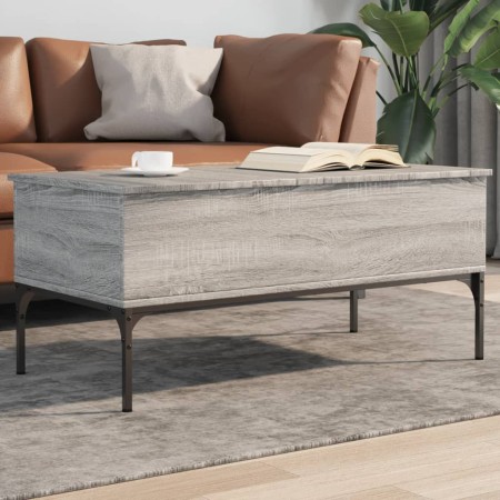 Tavolino Grigio Sonoma 100x50x45 cm Legno Multistrato e Metallo