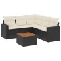 Set Divano da Giardino 6 pz con Cuscini Nero in Polyrattan