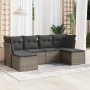 Set Divano da Giardino 6 pz con Cuscini Grigio in Polyrattan