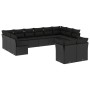 Set Divani da Giardino 12 pz con Cuscini Nero in Polyrattan