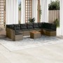 Set Divani da Giardino 11 pz con Cuscini in Polyrattan Grigio