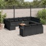 Set Divani da Giardino 14pz con Cuscini in Polyrattan Nero