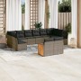 Set Divani da Giardino 12 pz con Cuscini Grigio in Polyrattan