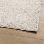 Tappeto Shaggy PAMPLONA a Pelo Lungo Moderno Crema 120x120 cm