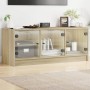 Mobile Porta TV con Ante in Vetro Rovere Sonoma 102x37x42 cm