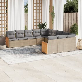 Set Divani da Giardino 11 pz con Cuscini Beige in Polyrattan