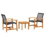 Set da Bistrot 3 pz Nero in Polyrattan e Legno di Acacia