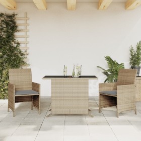 Set da Bistrò 3 pz con Cuscini Beige Misto in Polyrattan