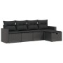 Set Divani da Giardino 5 pz con Cuscini in Polyrattan Nero
