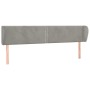 Testiera ad Orecchio Grigio Chiaro 163x23x78/88 cm in Velluto