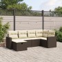 Set Divano da Giardino 6 pz con Cuscini Marrone in Polyrattan