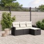 Set Divani da Giardino 4 pz con Cuscini Nero in Polyrattan