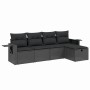 Set Divani da Giardino 5 pz con Cuscini in Polyrattan Nero