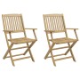 Sedie Giardino Pieghevoli 2 pz 58x54,5x90 cm Massello Acacia