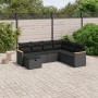 Set Divani da Giardino con Cuscini 7pz Nero Polyrattan