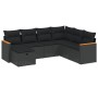 Set Divani da Giardino con Cuscini 7pz Nero Polyrattan