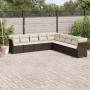 Set Divani da Giardino 9pz con Cuscini Marrone in Polyrattan