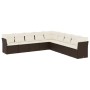 Set Divani da Giardino 9pz con Cuscini Marrone in Polyrattan