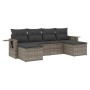 Set Divano da Giardino 6 pz con Cuscini Grigio in Polyrattan