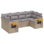 Set Divano da Giardino 6 pz con Cuscini Beige in Polyrattan