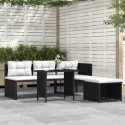 Set Divani da Giardino 4 pz in Polyrattan Nero