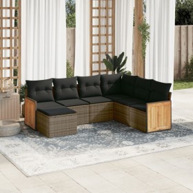 Set Divani da Giardino 7 pz con Cuscini Grigio in Polyrattan