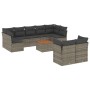 Set Divano da Giardino 10 pz con Cuscini Grigio in Polyrattan