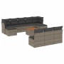 Set Divani da Giardino 11 pz con Cuscini in Polyrattan Grigio