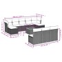 Set Divani da Giardino 11 pz con Cuscini in Polyrattan Grigio