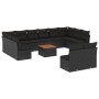 Set Divani da Giardino 13pz con Cuscini Nero in Polyrattan