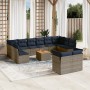 Set Divani da Giardino 13 pz con Cuscini Grigio in Polyrattan